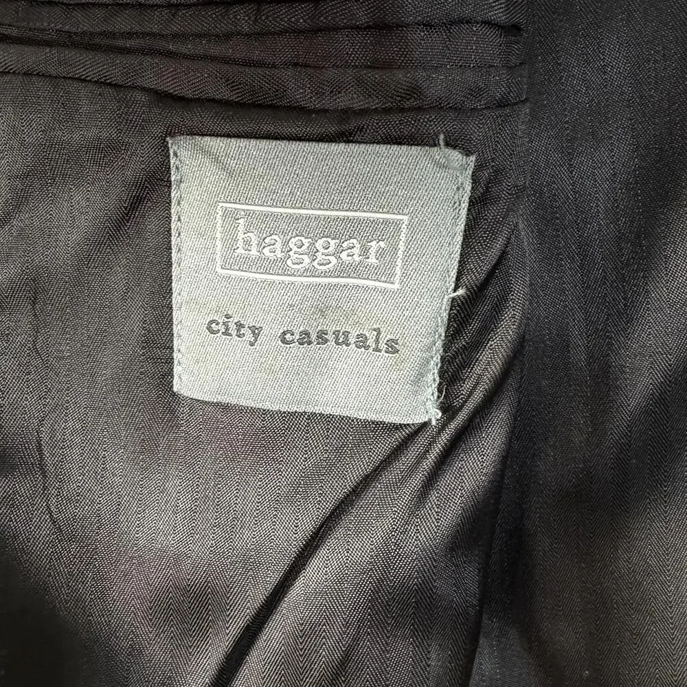 Vtg 90s Y2K Haggar Blazer 42R Dark Academia Corporate Goth Minimalist Classic